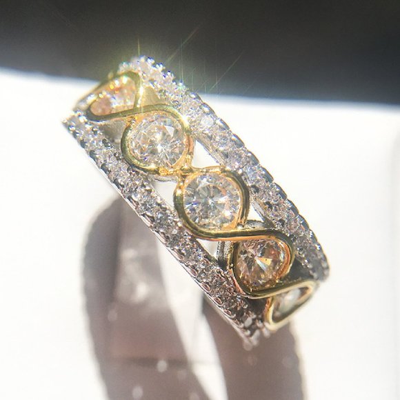 Elegant Female Zircon Stone Gold Ring 6 size - Picture 1 of 5